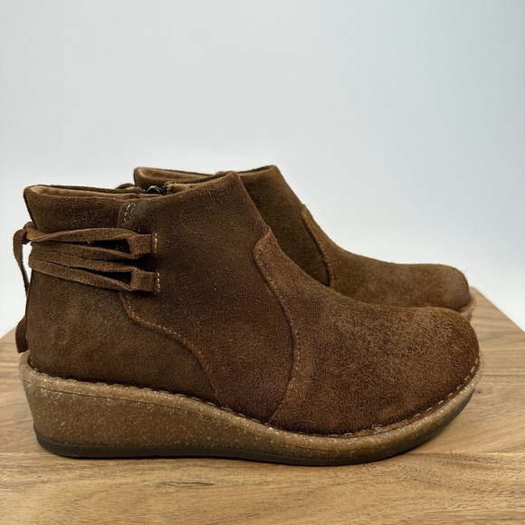 New NWOB Womens Born‎ Viana Leather Wedge Bootie Ankle Boots Size 8.5 M - Picture 1 of 7